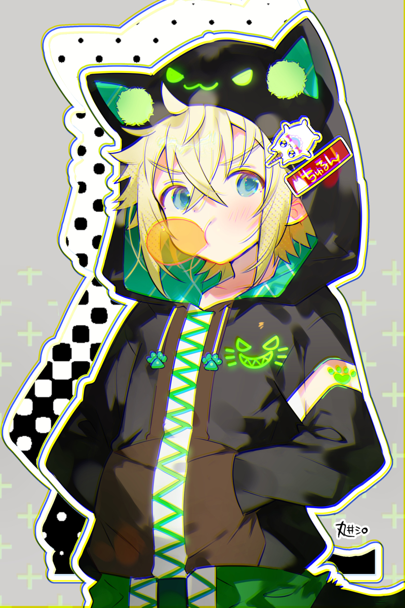 This is a pixiv picture whose title is 猫耳パーカーエイユくん.