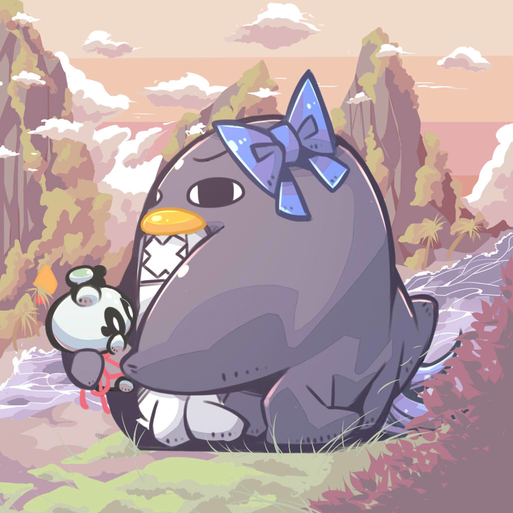 This is a pixiv picture whose title is ファン一号にリボンを授けるメジェドさま.