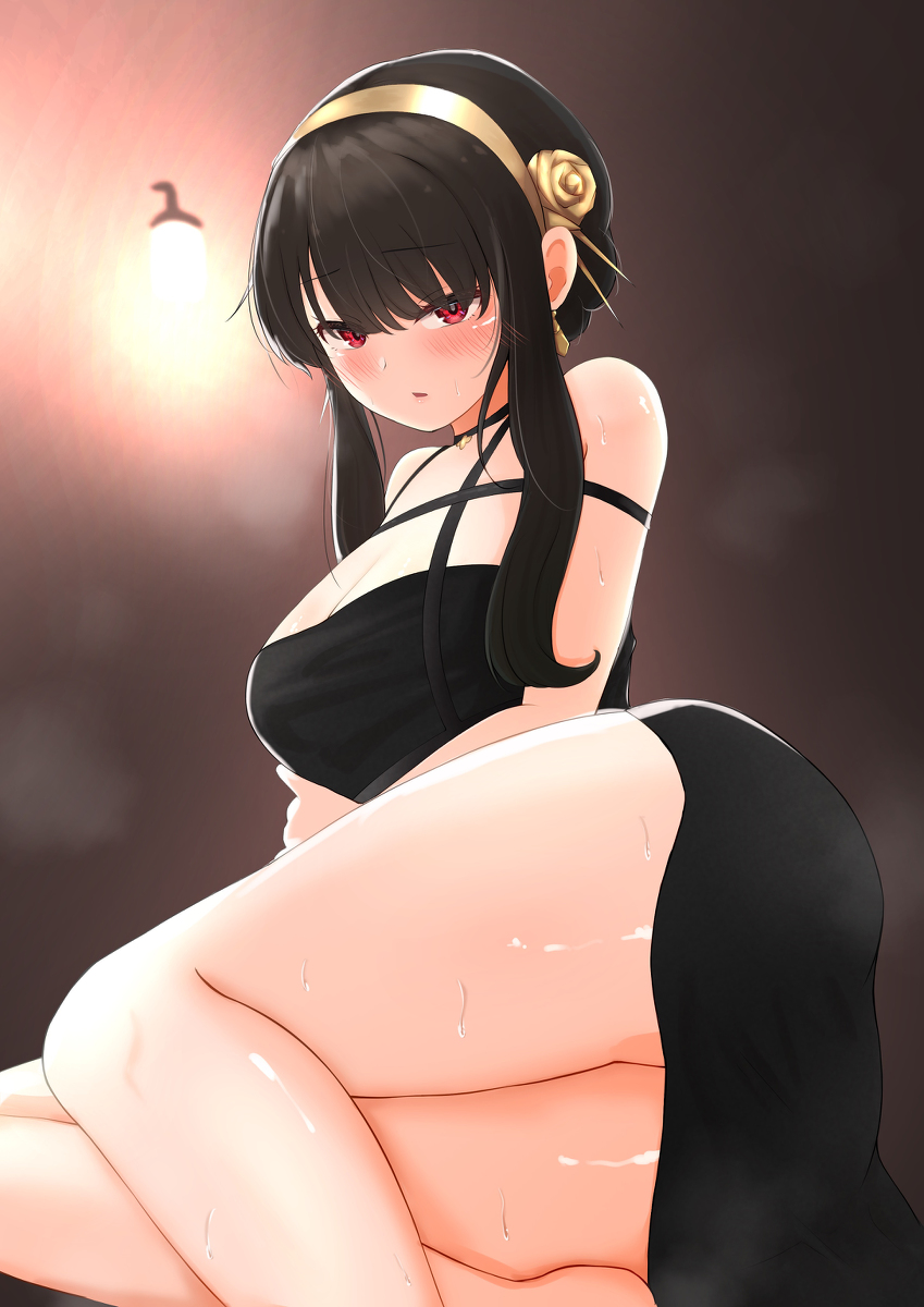 This is a pixiv picture whose title is 媚薬を盛られたヨルさん.