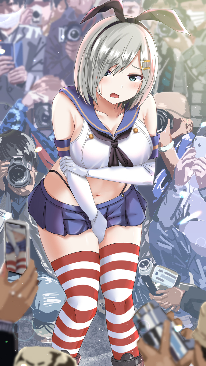 This is a pixiv picture whose title is 島風コスさせられる浜風.