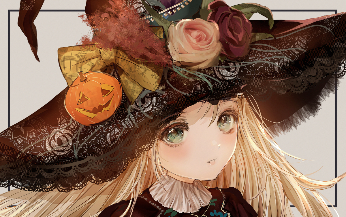 This is a pixiv picture whose title is witch girl(顔アップ版まとめ).