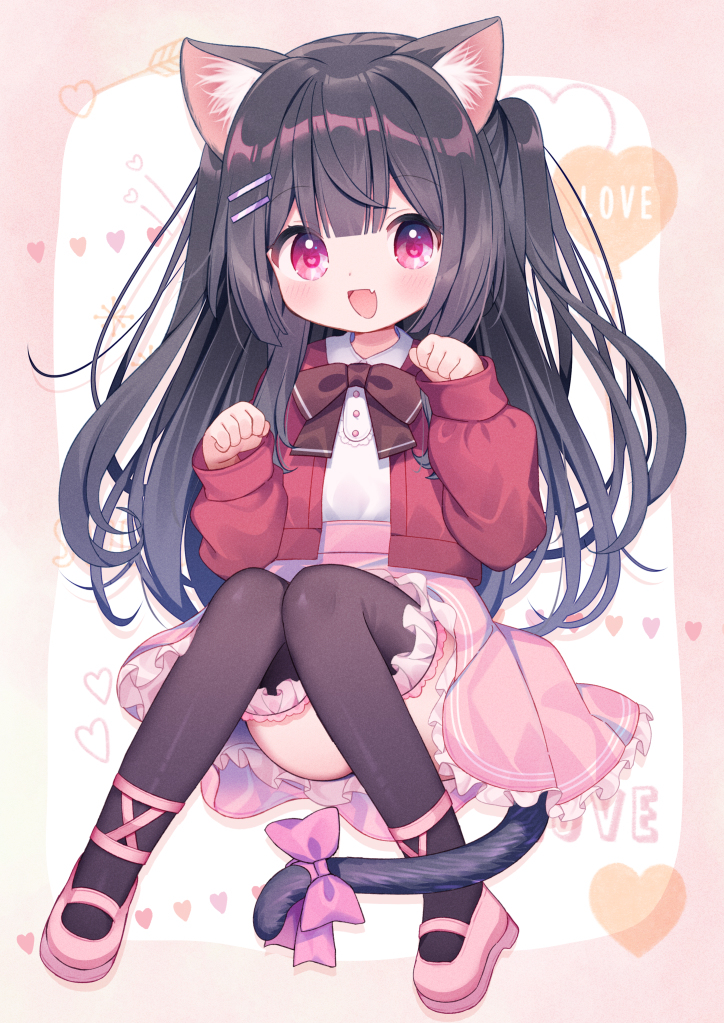 This is a pixiv picture whose title is ❤️🐈‍⬛🎀.