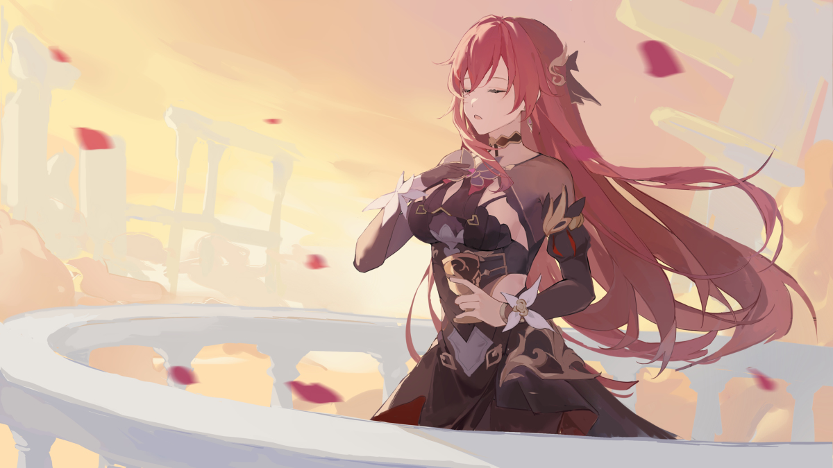 This is a pixiv picture whose title is 黄昏下的独唱.