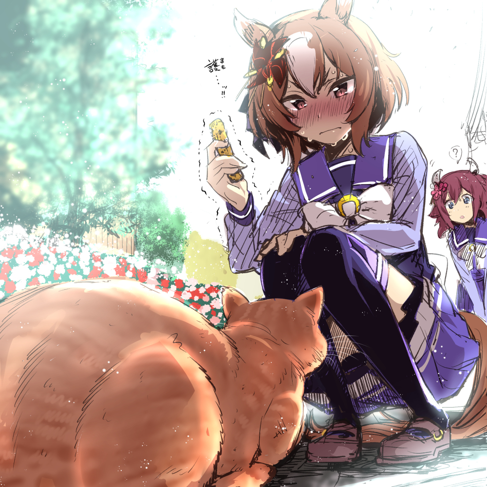 This is a pixiv picture whose title is 地域猫を(竹輪で)守護ろうとするヤエノムテキ.