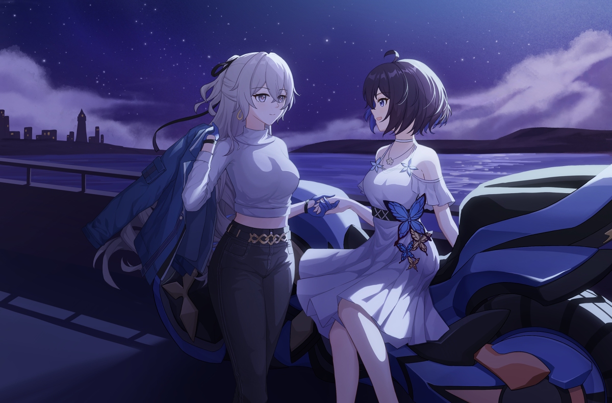 This is a pixiv picture whose title is 夜与星与海.