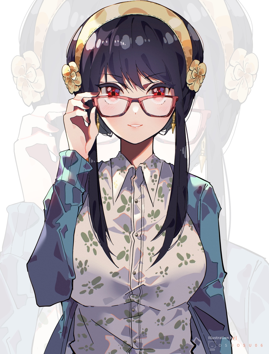 This is a pixiv picture whose title is mommy Yor w/ glasses.