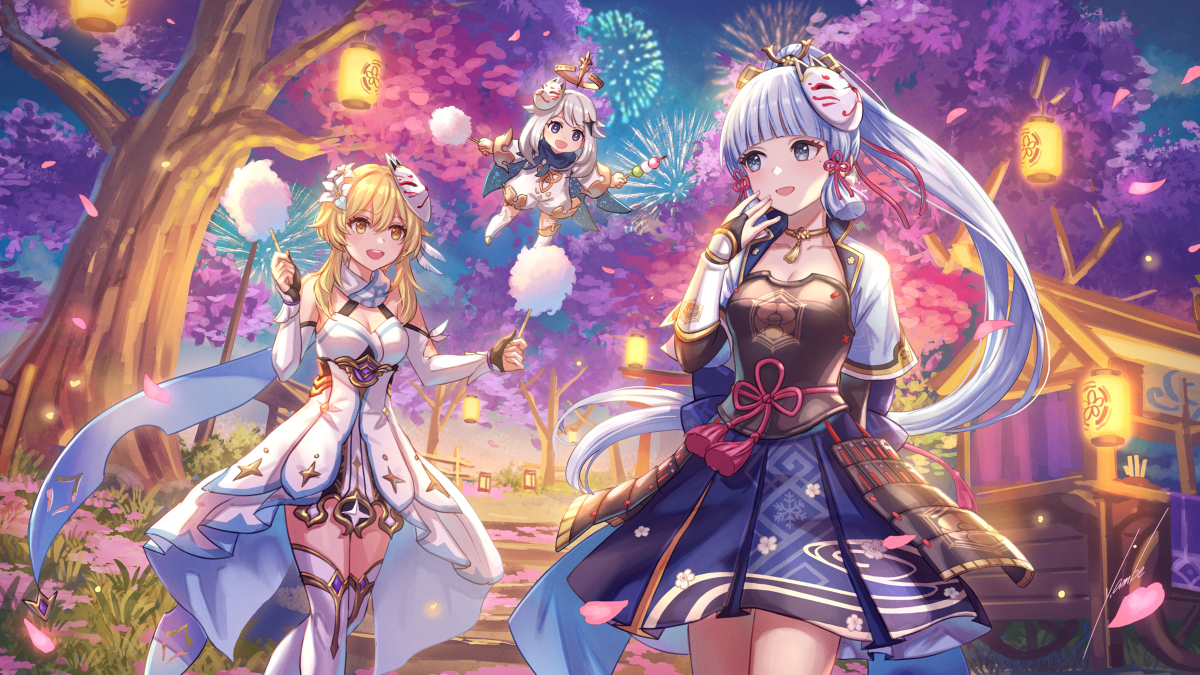 This is a pixiv picture whose title is 綾華とお祭り.