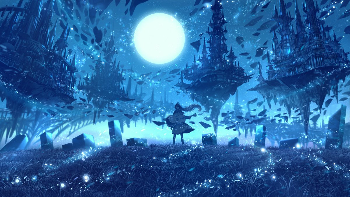 This is a pixiv picture whose title is 奏星の夜風.