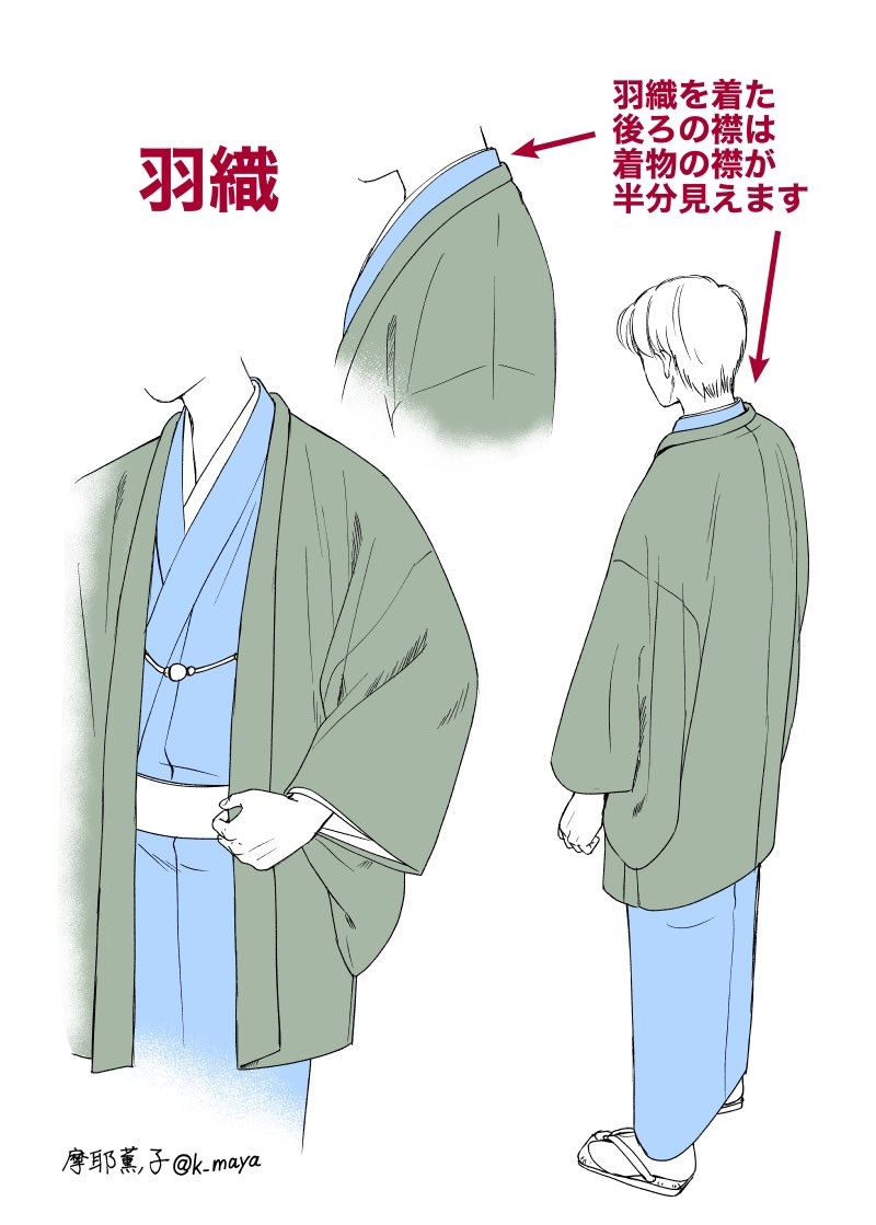 This is a pixiv picture whose title is 【着物を描いてみよう】小ネタ解説.