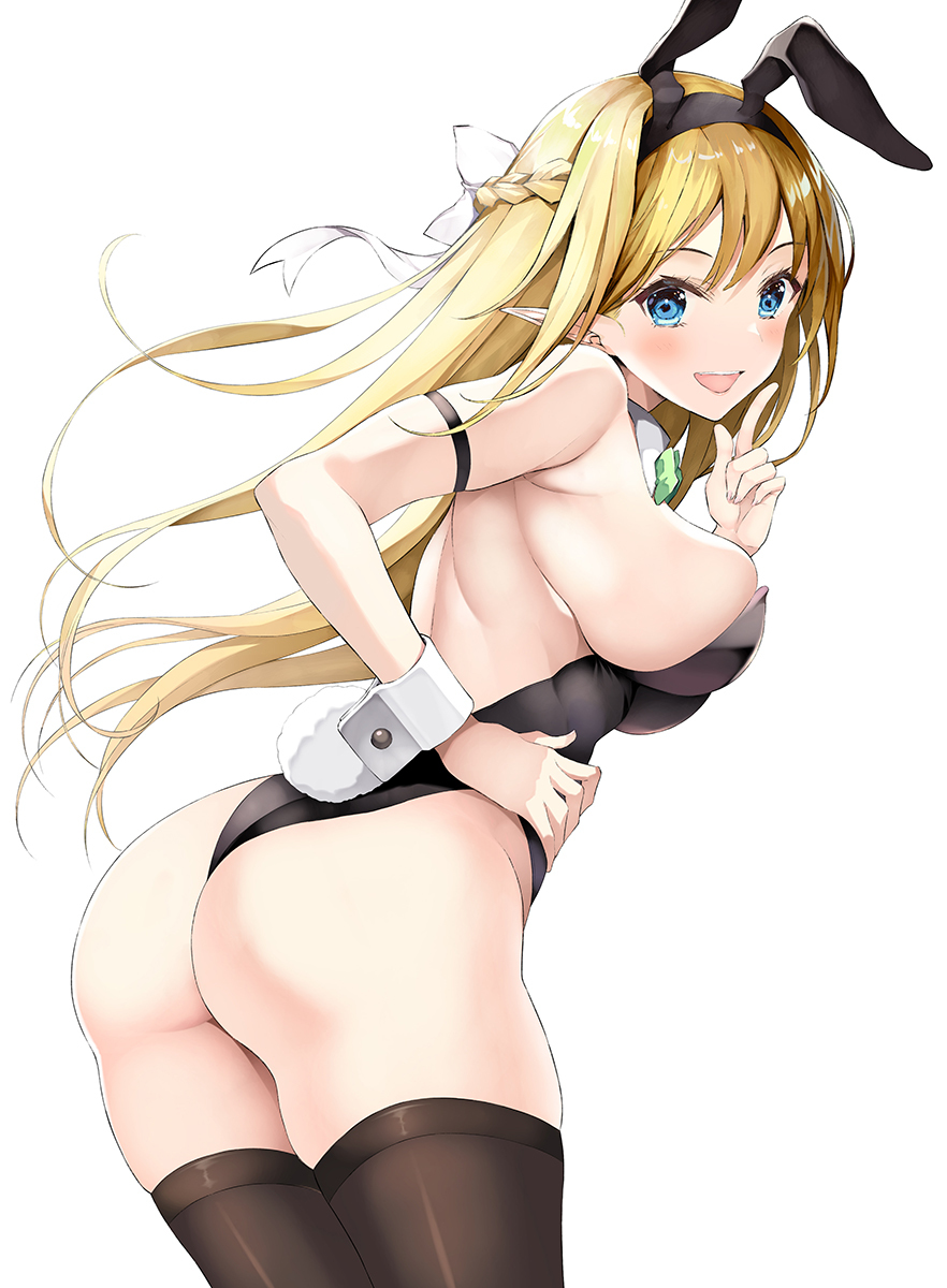 This is a pixiv picture whose title is バニーな金髪エルフさんのお尻.