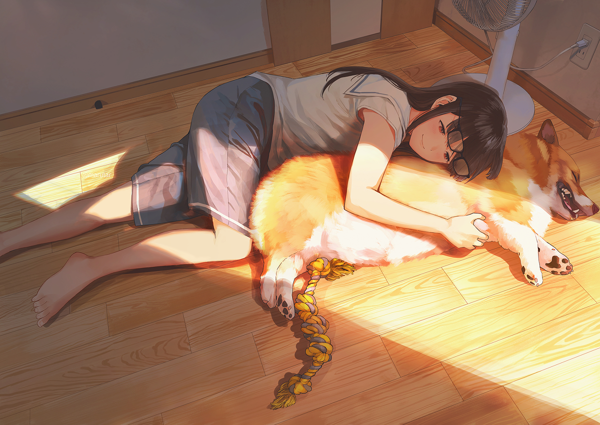 This is a pixiv picture whose title is 逃げずに抱きしめさせてくれる犬くん.