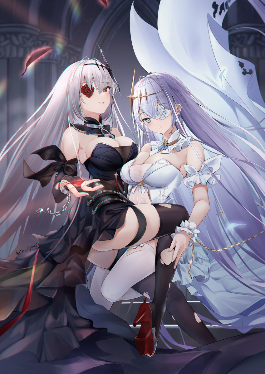 This is a pixiv picture whose title is 黑白贴贴.