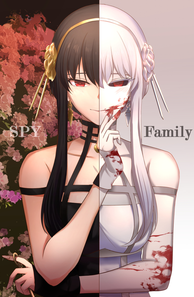 This is a pixiv picture whose title is 黑與白荊棘.