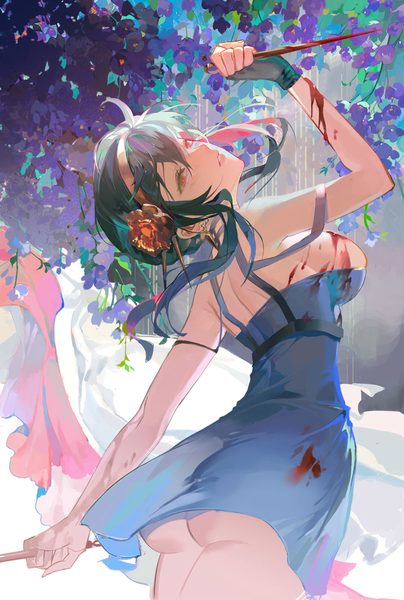 This is a pixiv picture whose title is 'Sorry but can I kill you too?'.