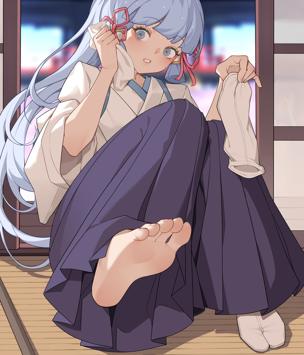 This is a pixiv picture whose title is 【神里绫华】对练结束（pv剑道服）.jpg.