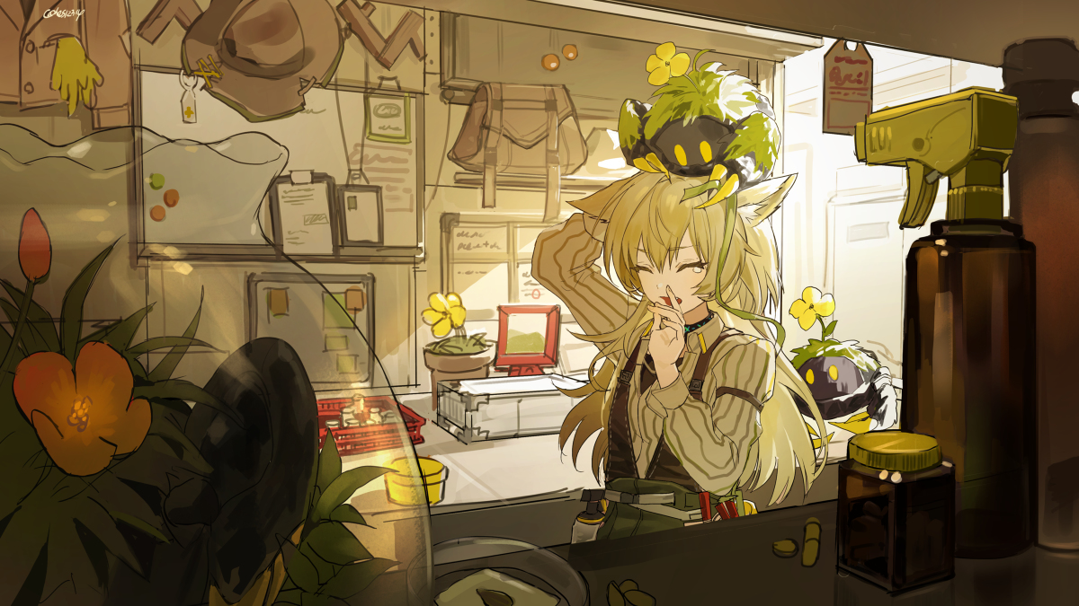 This is a pixiv picture whose title is 明日方舟  豆苗.