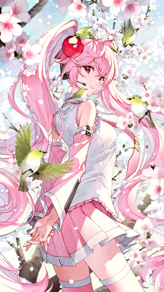 This is a pixiv picture whose title is 桜ミク.