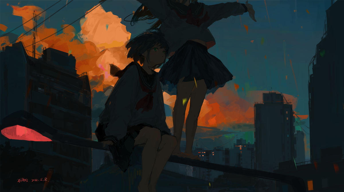 This is a pixiv picture whose title is 夜.