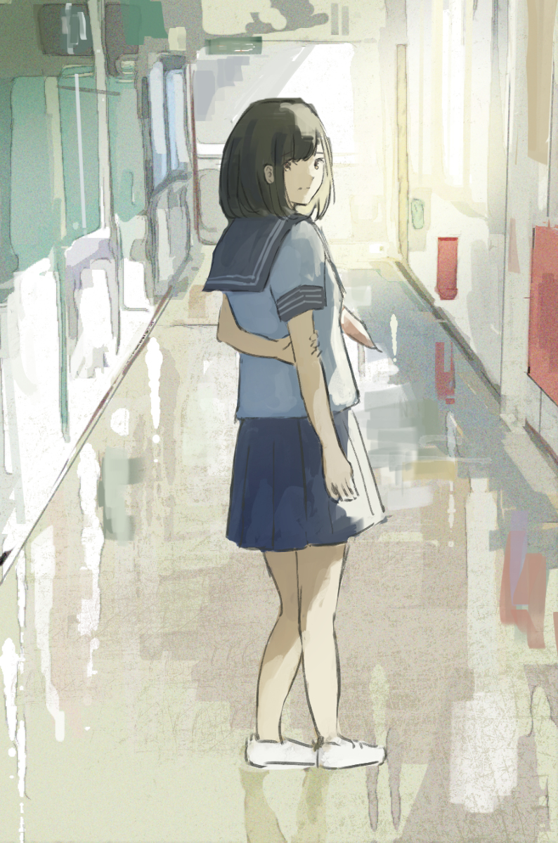 This is a pixiv picture whose title is 見返り少女.