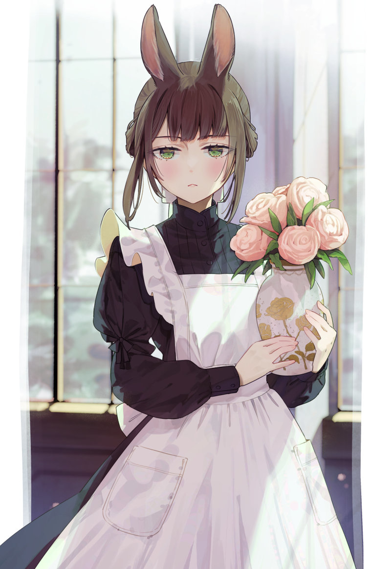 This is a pixiv picture whose title is ウサ耳ジトメイド.