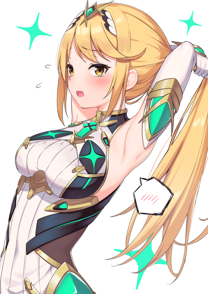 This is a pixiv picture whose title is ポニテに挑戦するヒカリ.