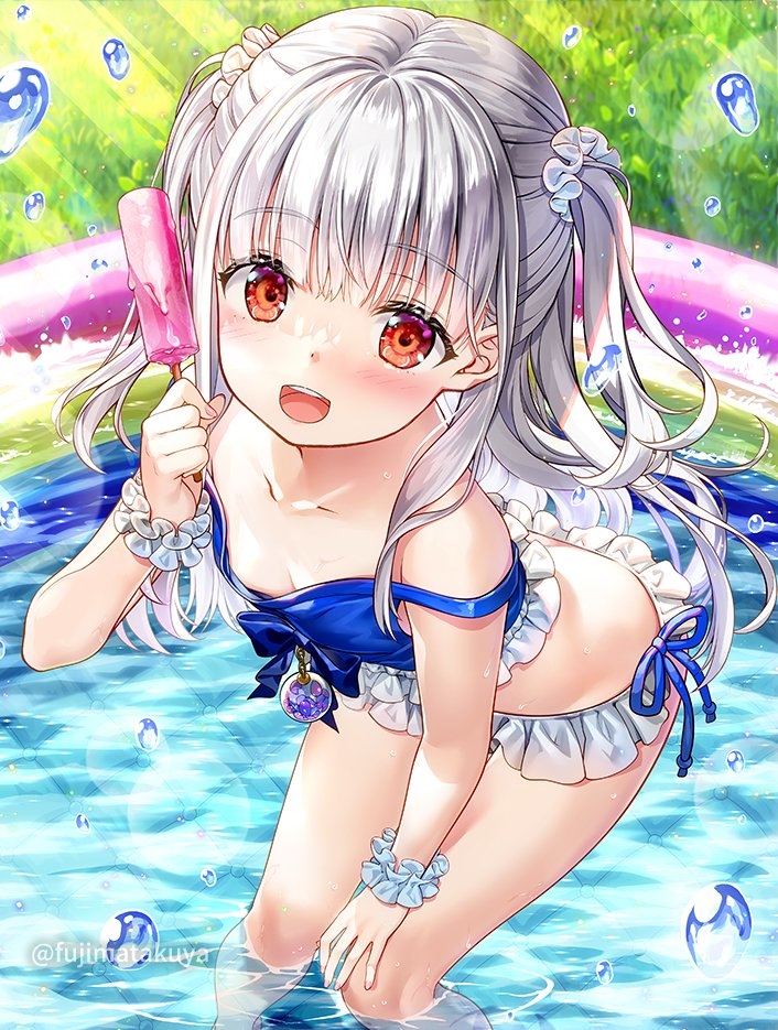 This is a pixiv picture whose title is いせパパ応援イラスト　お庭で水遊び♡.