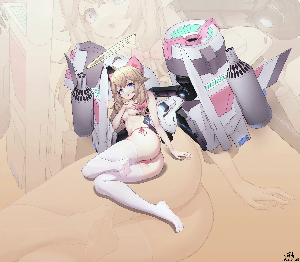 This is a pixiv picture whose title is 漏屁股机甲美少女嘉然.