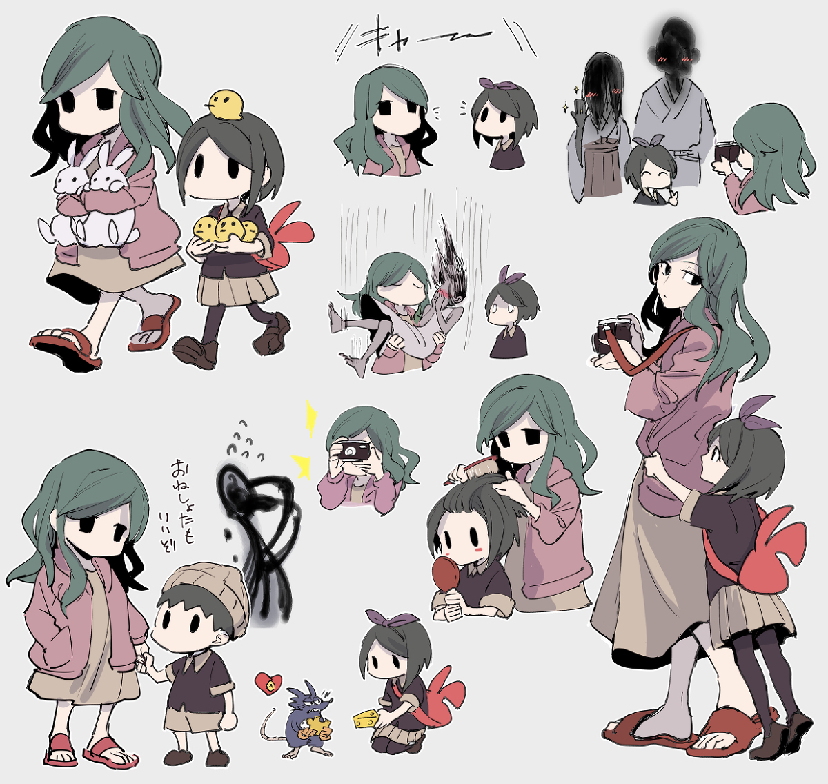 This is a pixiv picture whose title is 夜廻三の思い出.