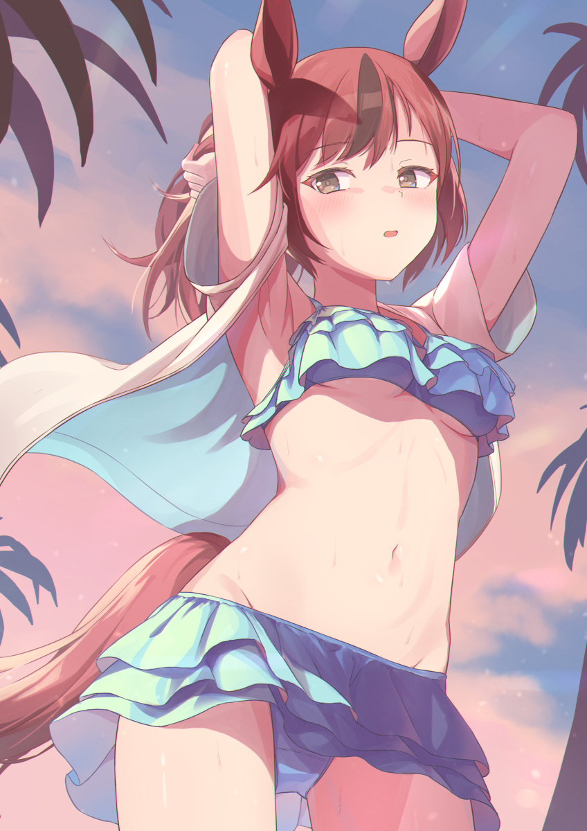 This is a pixiv picture whose title is ポニテ結び直すネイチャ.