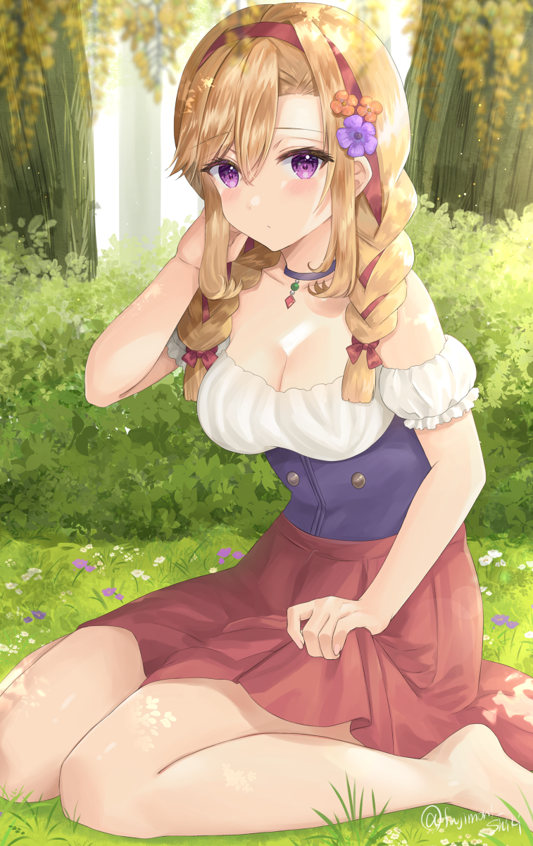 This is a pixiv picture whose title is 【仕事絵】花飾り、似合ってますか？.