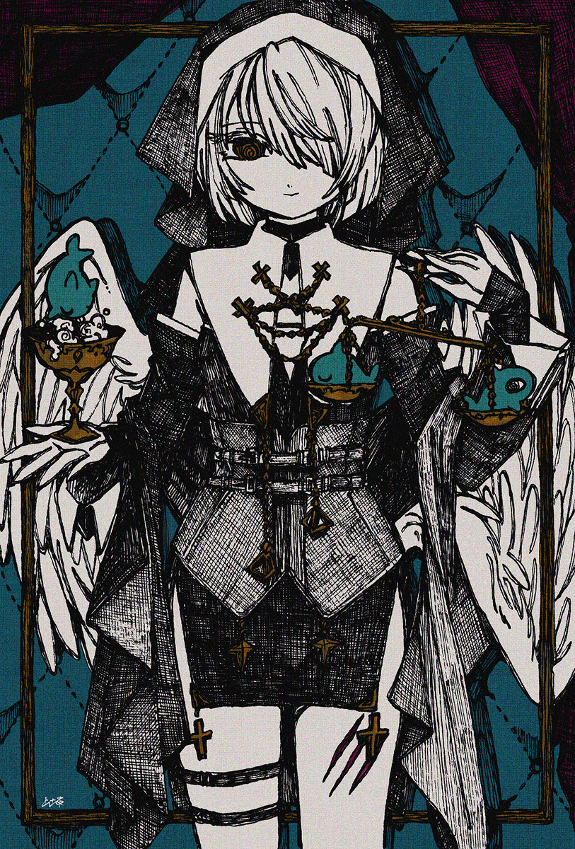 This is a pixiv picture whose title is 鮫とシスター.