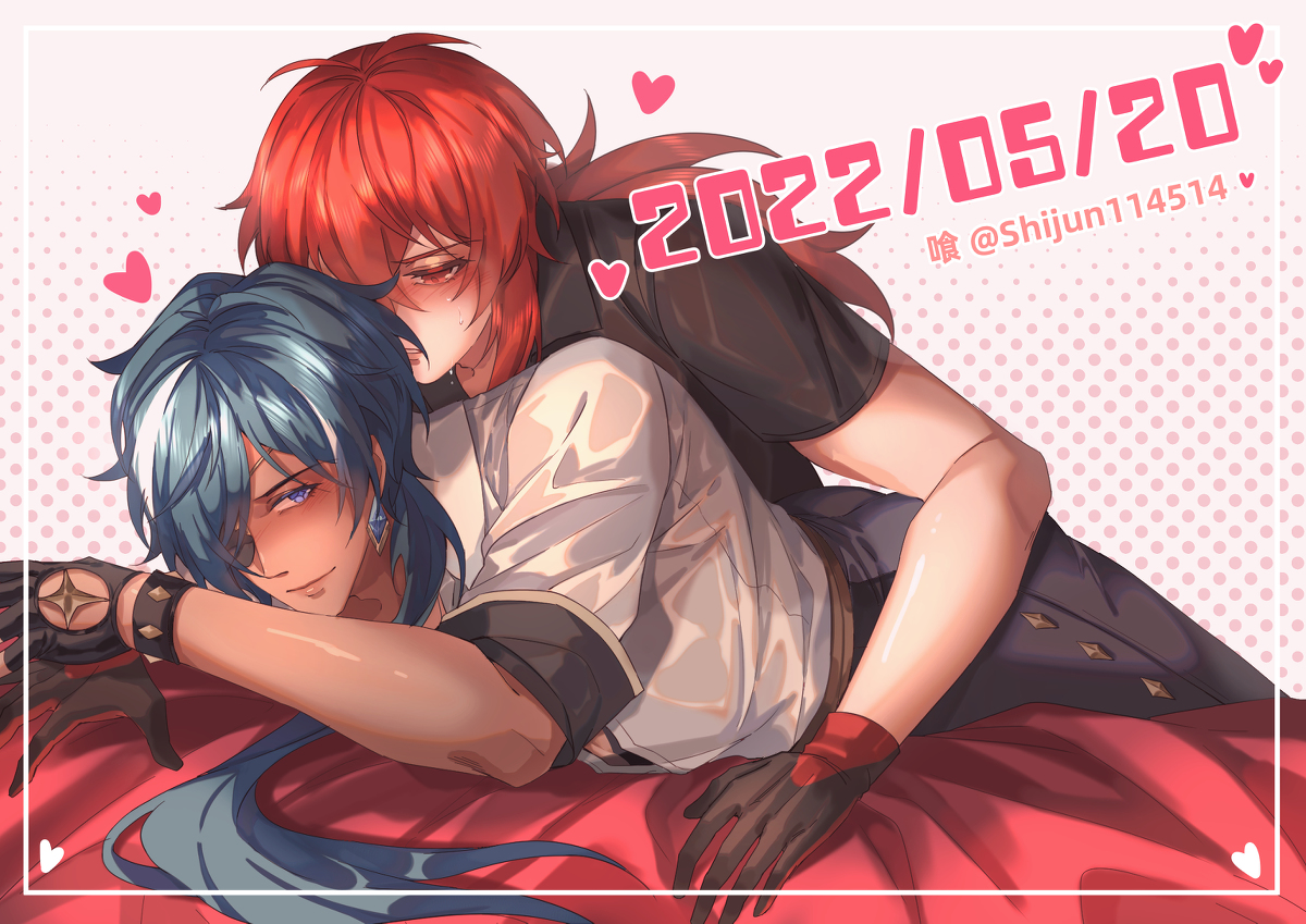 This is a pixiv picture whose title is 520红蓝男同贴贴.