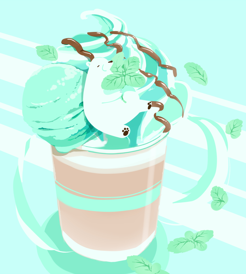 This is a pixiv picture whose title is チョコミントドリンク.