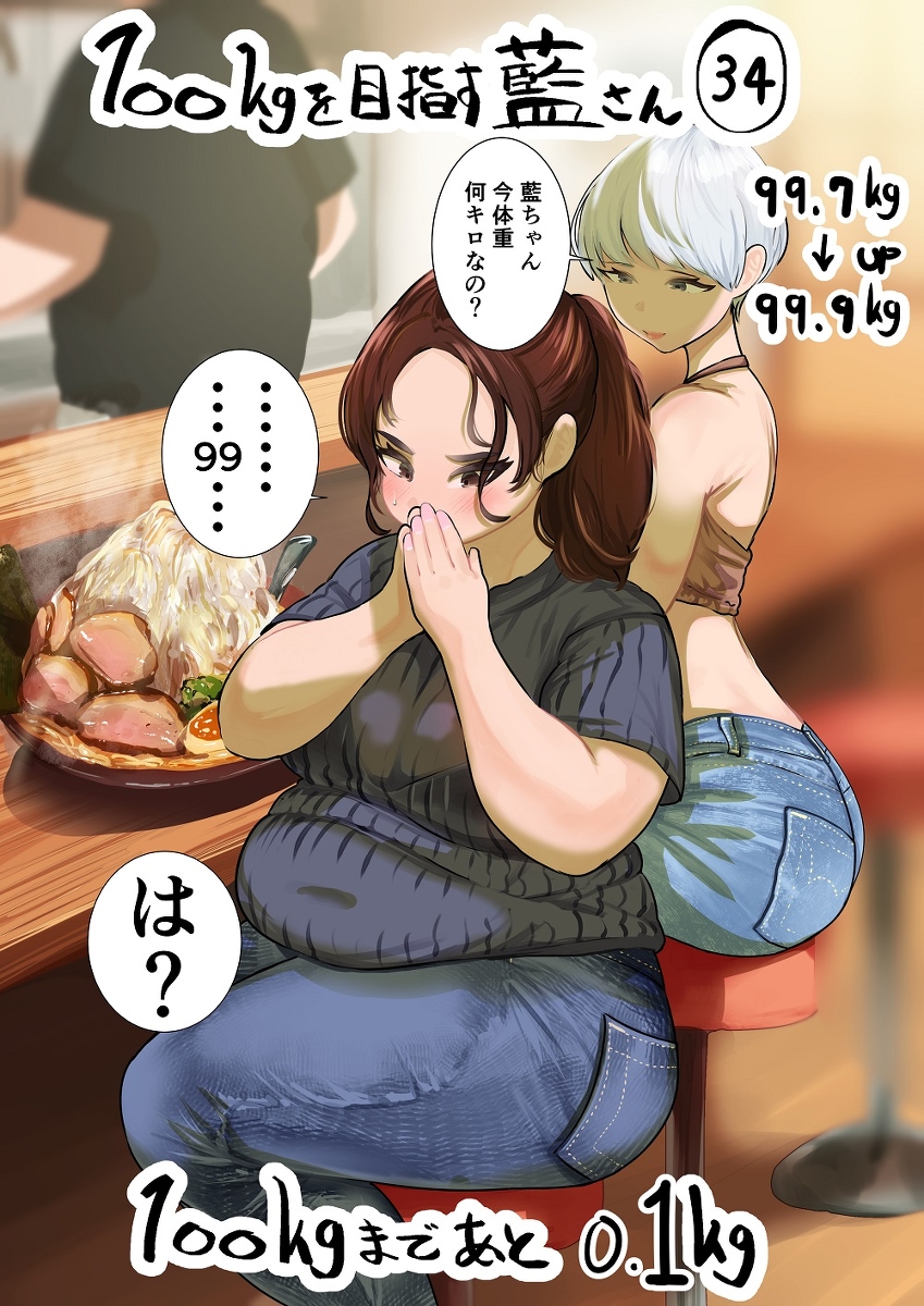 This is a pixiv picture whose title is 100㎏を目指す藍さん　34.