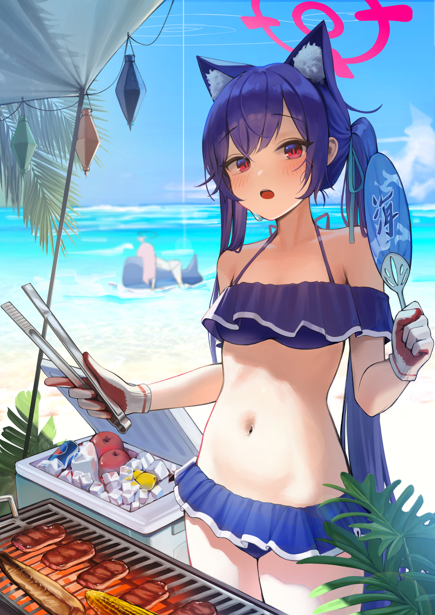 This is a pixiv picture whose title is 黒見 セリカ (水着).