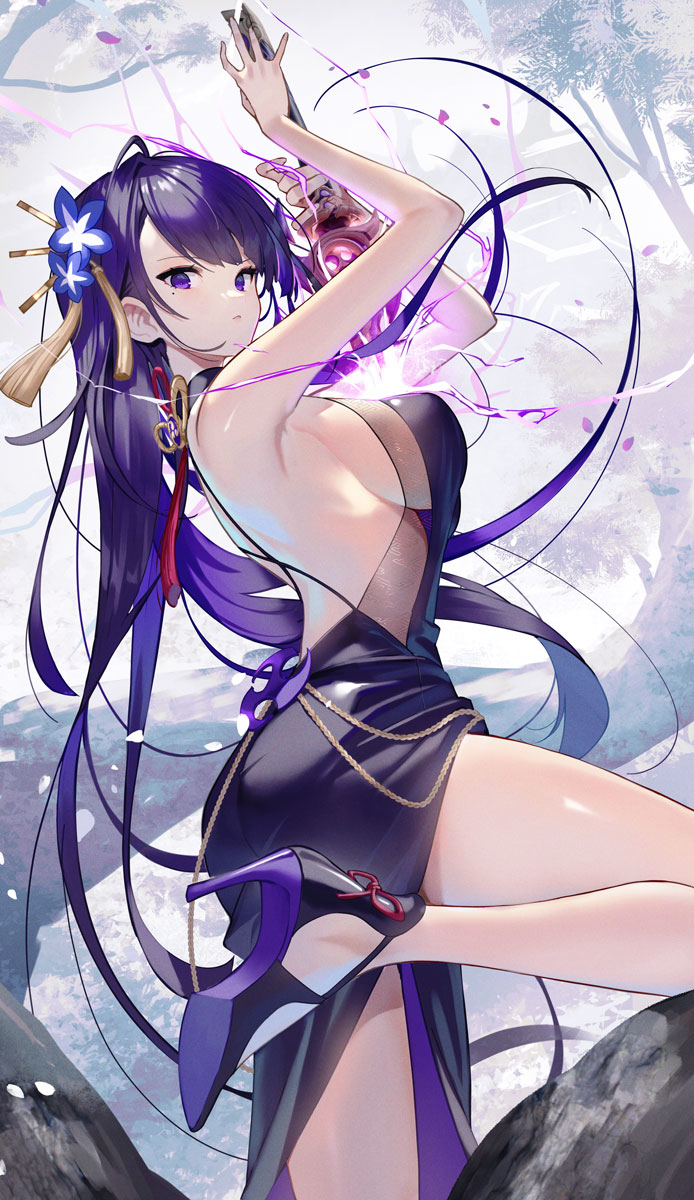 This is a pixiv picture whose title is 雷電将軍.