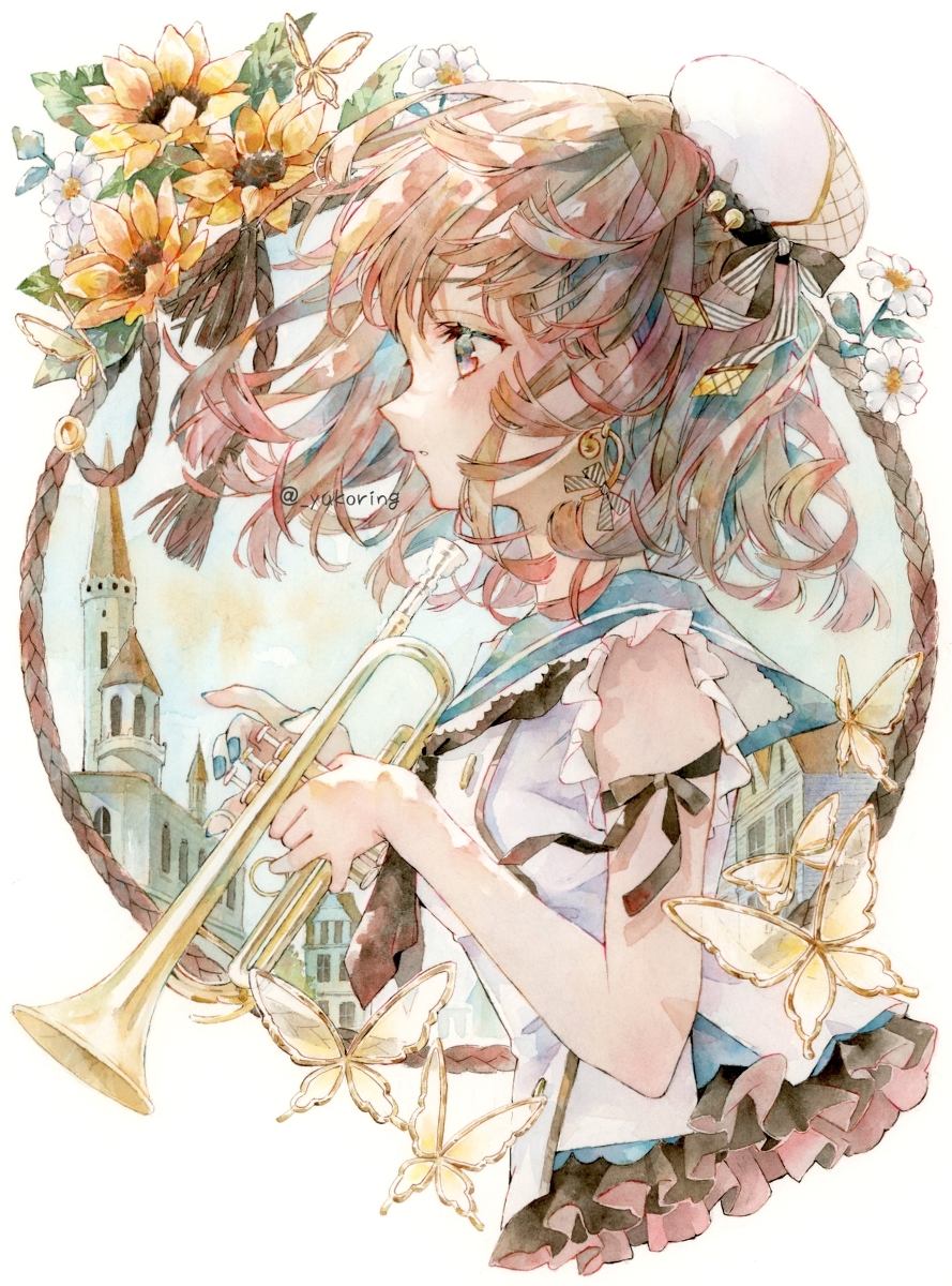 This is a pixiv picture whose title is 透明水彩＊トランペット.
