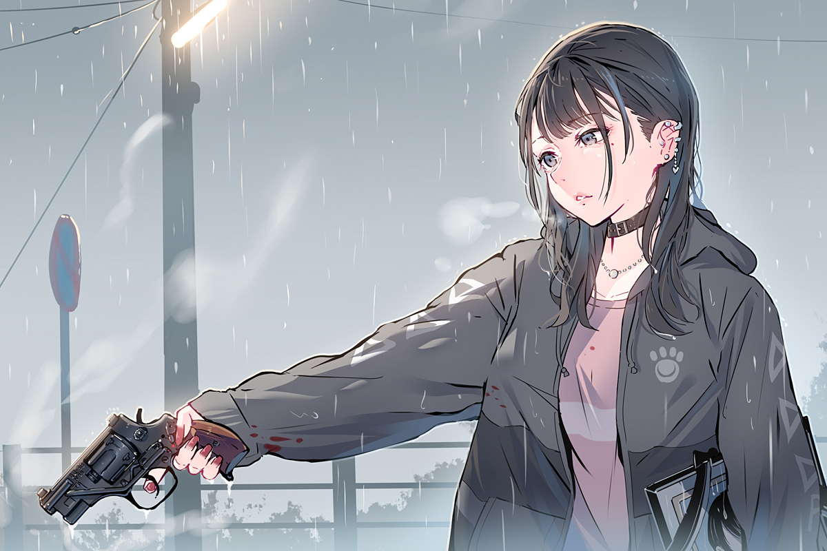This is a pixiv picture whose title is Gun＆Girl.