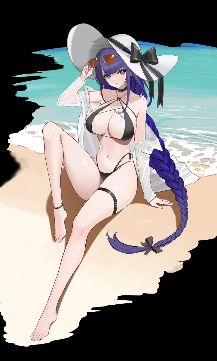 This is a pixiv picture whose title is 水着 雷電将軍.