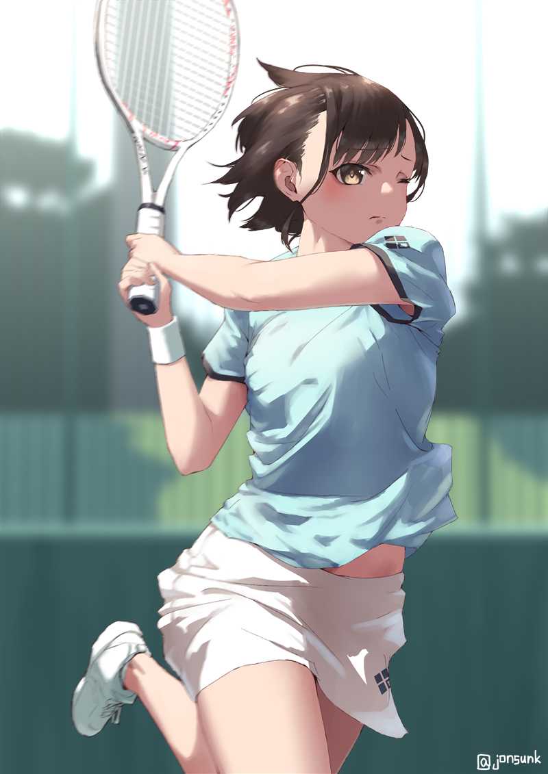 This is a pixiv picture whose title is 両手バックハンド系女子.