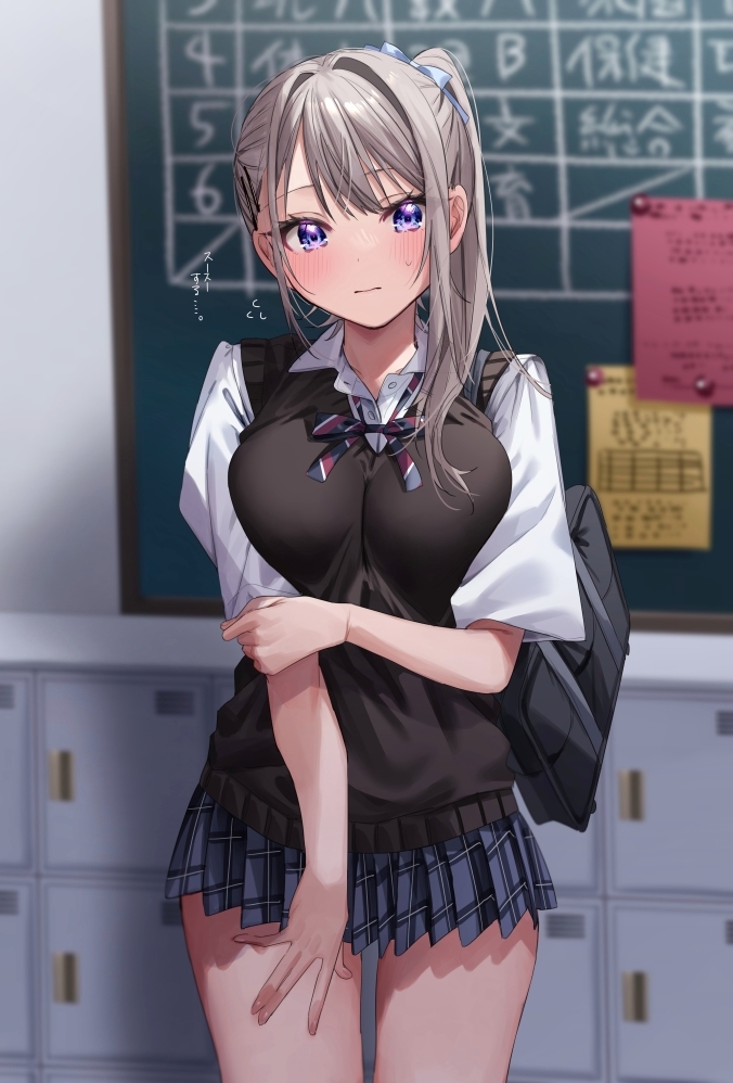 This is a pixiv picture whose title is (夏服、落ち着かない……).