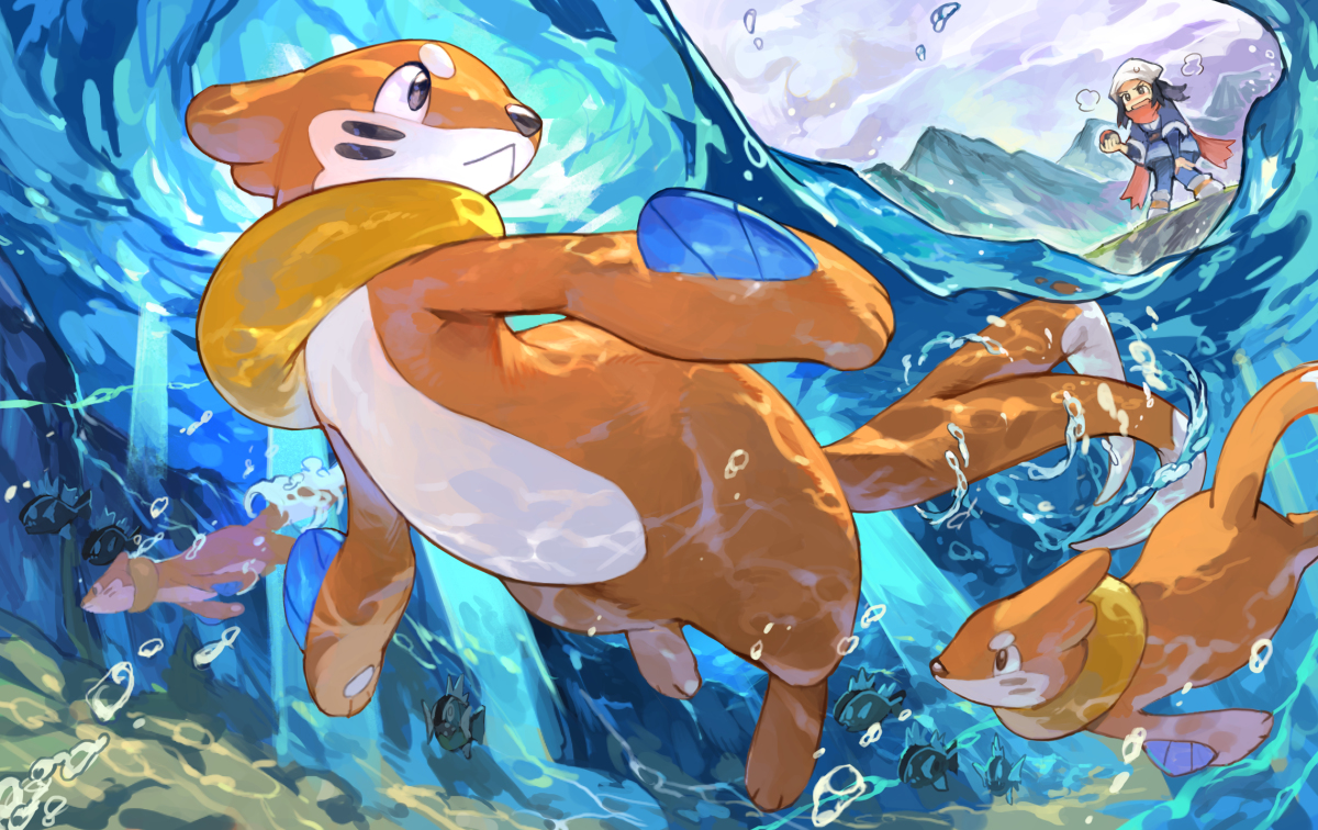 This is a pixiv picture whose title is 大きいブイゼルが見つからない！.