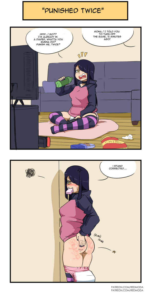 This is a pixiv picture whose title is Punished Twice 2 koma comic.
