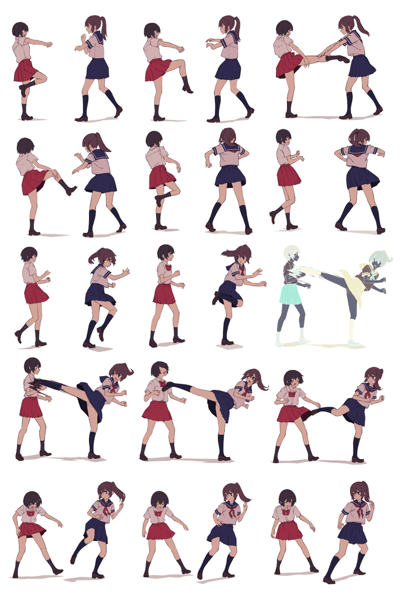 This is a pixiv picture whose title is 後ろ蹴りアニメーション.