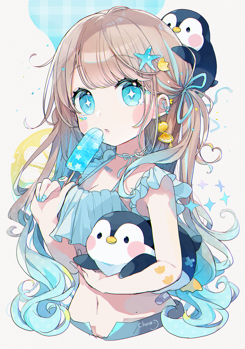 This is a pixiv picture whose title is 夏とペンちゃん.