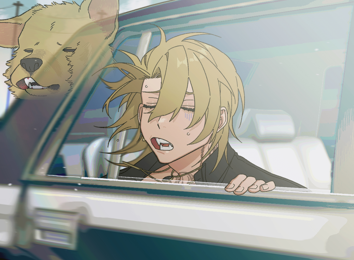 This is a pixiv picture whose title is car sick.