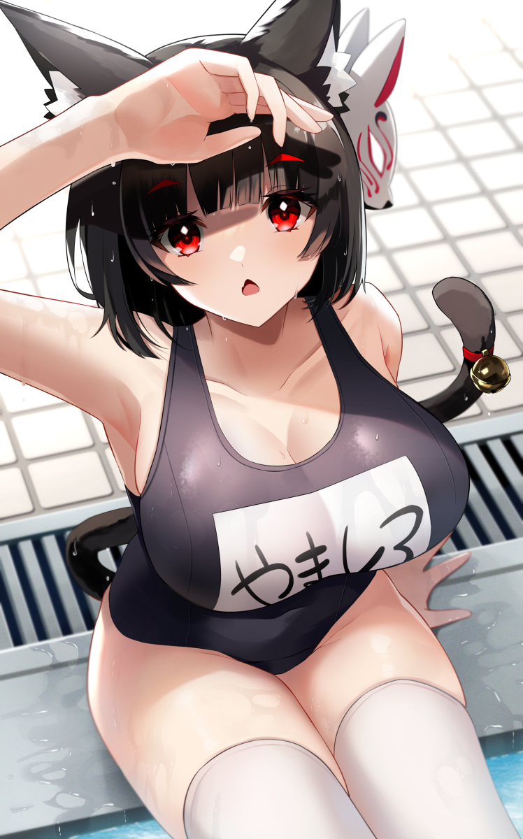 This is a pixiv picture whose title is スク水山城.