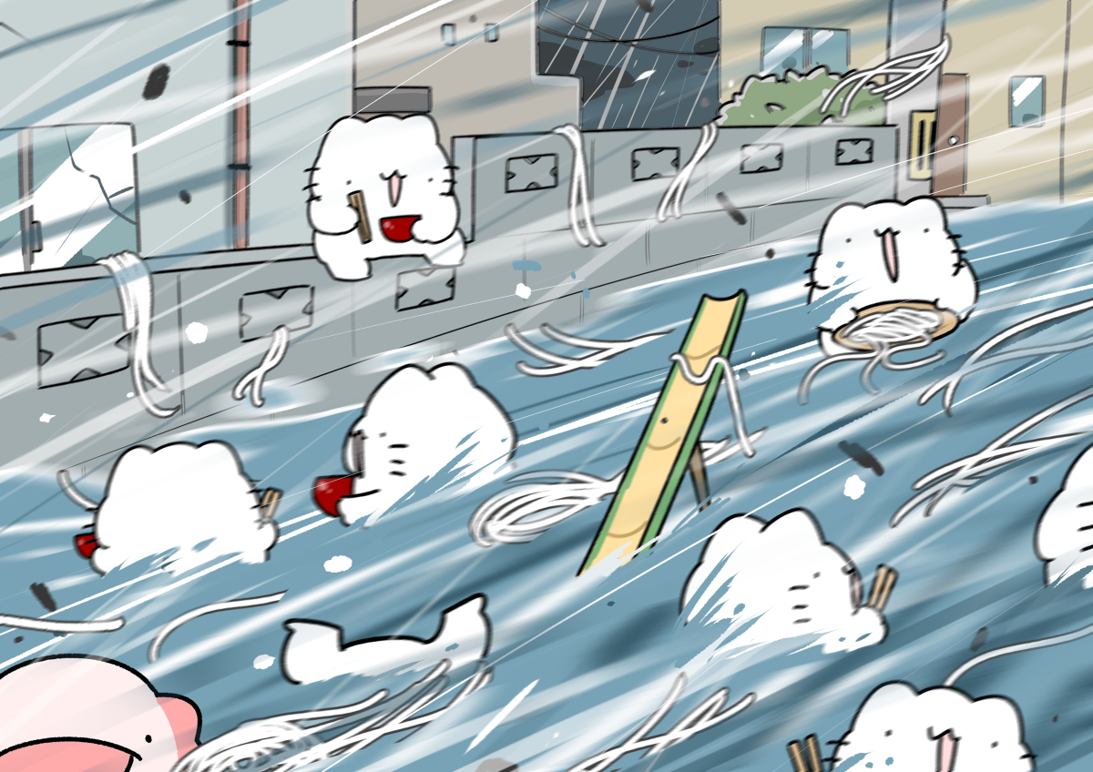 This is a pixiv picture whose title is 流されそうめん.