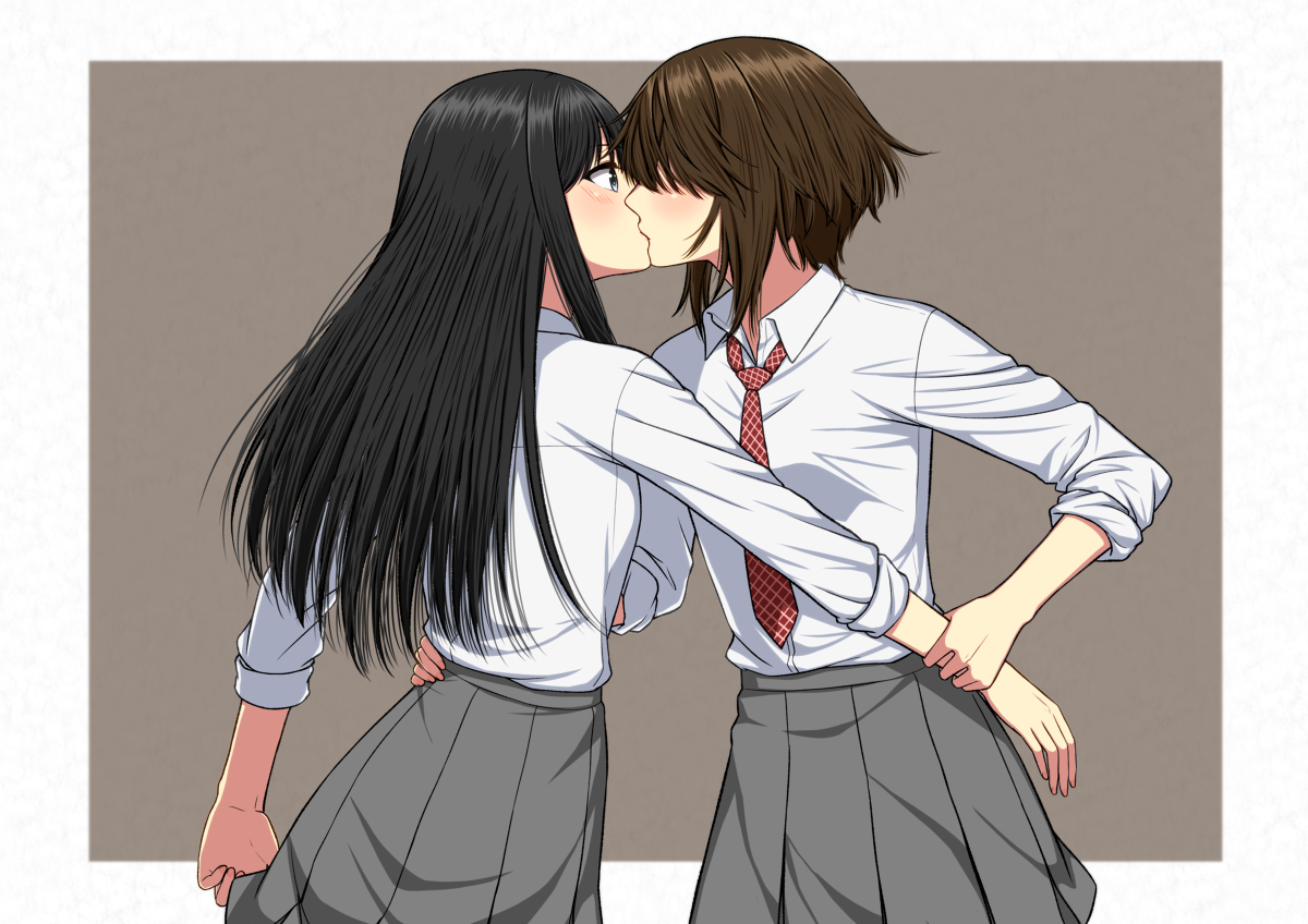 This is a pixiv picture whose title is 【創作百合】.