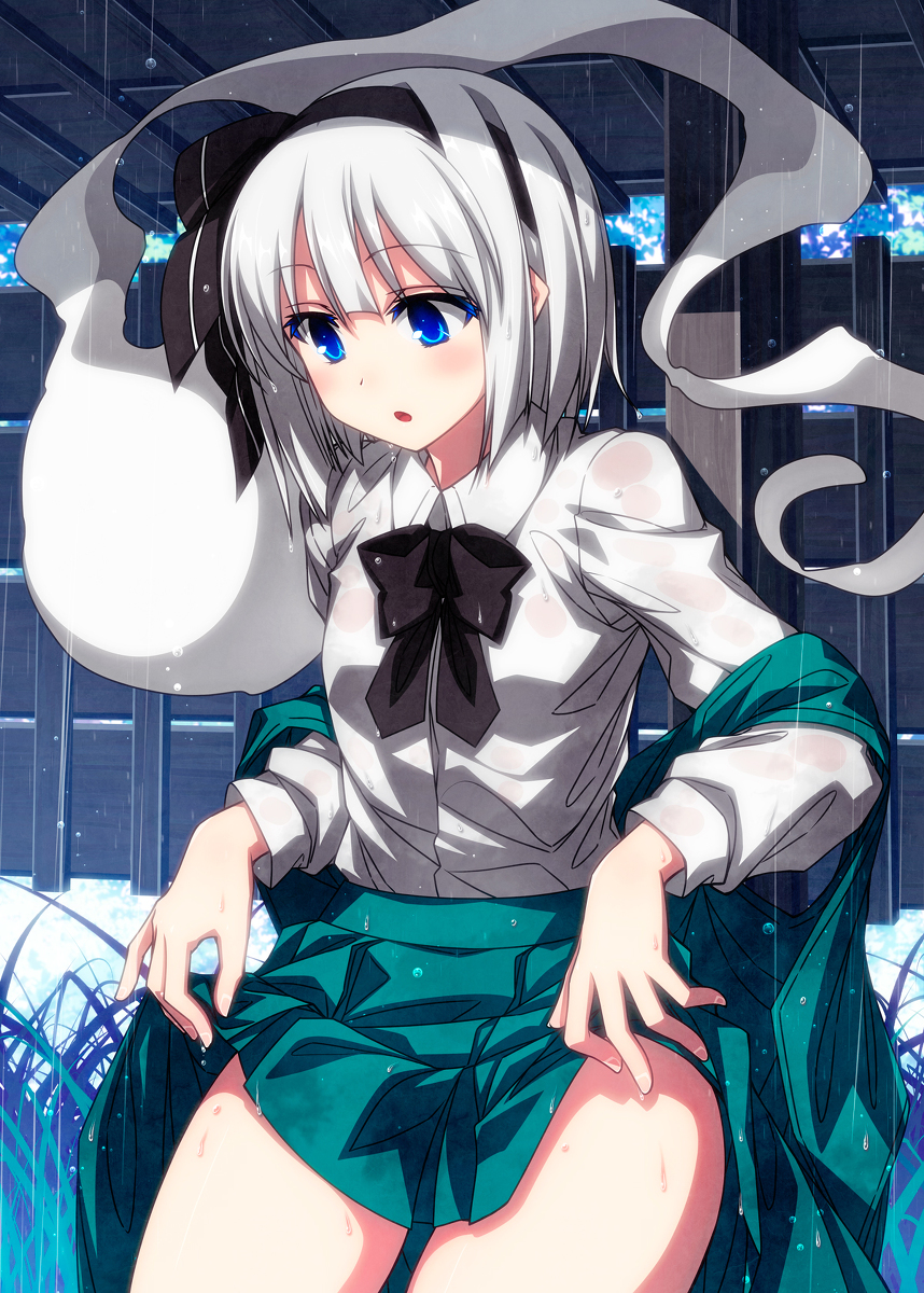This is a pixiv picture whose title is 雨宿り妖夢ちゃん！.